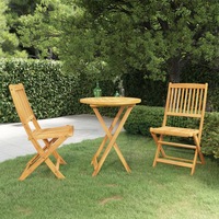 3 Piece Folding Garden Dining Set Solid Acacia Wood vidaXL