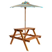 Kids Picnic Table with Parasol 79x90x60 cm Solid Acacia Wood vidaXL