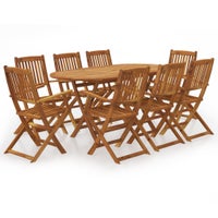 Solid Acacia Wood Outdoor Dining Set 9 Piece Garden Patio Table Chair