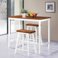 Bar Table and Stool Set 3 Pieces Solid Wood vidaXL
