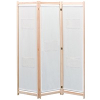 3-Panel Room Divider Cream 120x170x4 cm Fabric vidaXL
