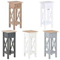 Solid Pinewood Side Table 27x27x65.5cm Accent Beside Multi Colours vidaXL