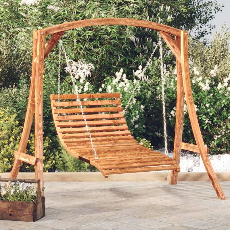 Swing Bed Solid Bent Wood with Teak Finish 115x147x46 cm vidaXL