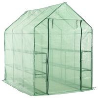Walk-in Greenhouse with 12 Shelves Steel 143x214x196 cm vidaXL