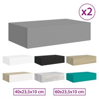 Wall-mounted Drawer Shelf 60x23.5x10cm MDF Floating Rack Black/Blue vidaXL