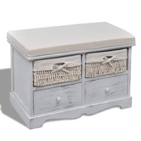 Storage Bench White 62x33x42 cm Paulownia Wood vidaXL