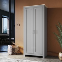 ELEGANT 2 Door Multi-purpose Wardrobes Hanging Storage Cupboard Grey 180cm