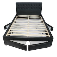 Julie Pu Leather Bed with Drawers