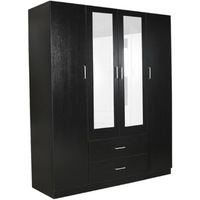 Redfern 4 Door 2 Drawer with Mirror - Black