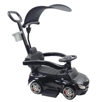 Licensed Mercedes AMG C63 Foot-to-Floor Ride-On Car with Canopy - Black