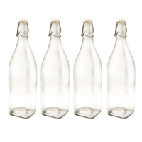 4x Lemon & Lime Glass 1L Water Bottle Juice Drink Container