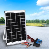 12V 10W Solar Panel Kit Mono Backup for Caravan Car Battery Charging Controller