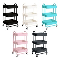 Levede Kitchen Trolley Cart 3 Tiers Storage Rack Steel Shelf Organiser Wheels