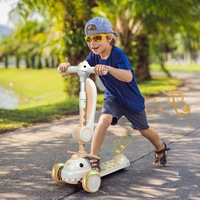 BoPeep Kids Scooter Foldable Flip-able Seat Adjustable Height LED Light Music