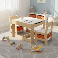 Bopeep Kids Table and Chair Set Storage Box Toys Play Activity Desk Wooden Study
