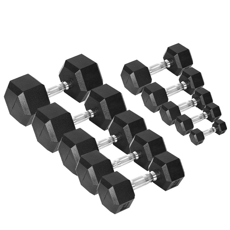 Centra Dumbbells Rubber Hex 2.5kg-30kg Home Gym Exercise Weight Fitness Training Australia