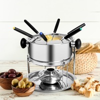 Toque Classic Fondue Set 12pcs Stainless Steel Cheese Chocolate Dipping 6 Forks