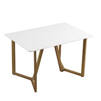 Levede Dining Table For 4 Steel Legs Coffee Table White Chic Top Shelf 120CM