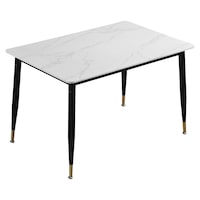 Levede Dining Table Marble Top Faux Modern Steel Leg Dining Room Furniture White