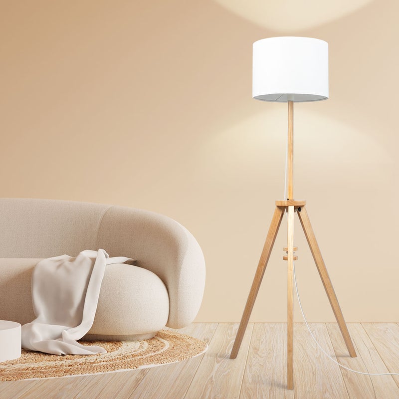 Emitto LED Tripod Floor Lamp Modern Wooden Room Reading Light Adjustable Night