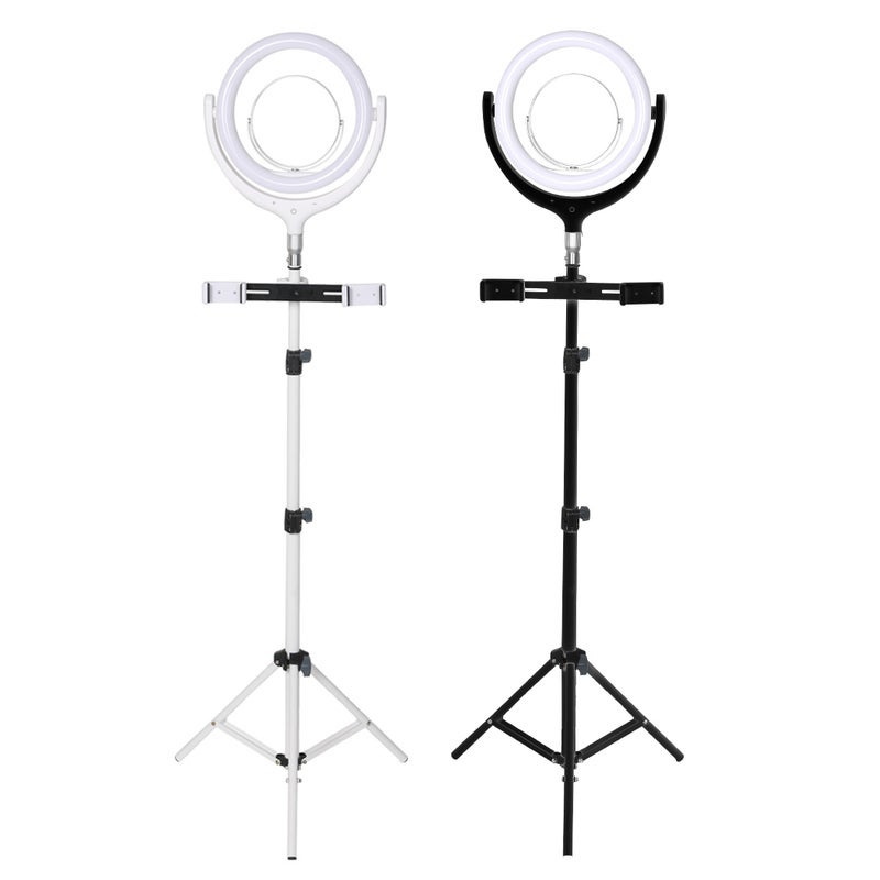 LED Ring Light with Tripod Stand Phone Holder Dimmable Studio Lamp Makeup Mirror