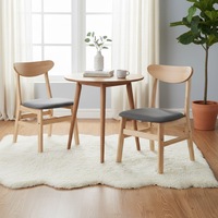 Levede 2xDining Chairs Kitchen Chair Natural Wood Linen Fabric Cafe Lounge