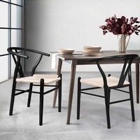 Levede 2x Dining Chairs Wooden Hans Wegner Chair Wishbone Chair Cafe Lounge Seat