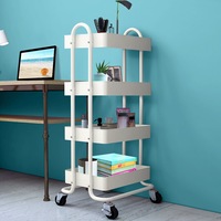 Levede Kitchen Trolley Cart 4 Tiers Steel Storage Rack Shelf Organiser Wheels