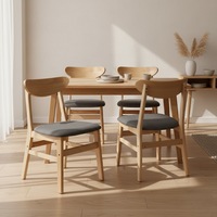 Levede 4xDining Chairs Kitchen Chair Natural Wood Linen Fabric Cafe Lounge