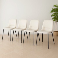 Levede Stackable Dining Chairs Kitchen Lounge Chair PU Leather Beige Set of 4