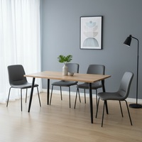 Levede Stackable Dining Chairs Kitchen Lounge Chair PU Leather Grey Set of 4