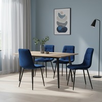 Levede 4x Dining Chairs Kitchen Velvet Chair Lounge Room Retro Padded Seat Blue