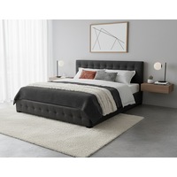 Levede Double Bed Frame Fabric Mattress Base Gas Lift Storage Platform Dark Grey