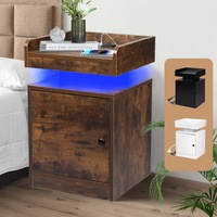 Levede Nightstand RGB LED Bedside Table USB Charge Side Table Drawer Cabinet