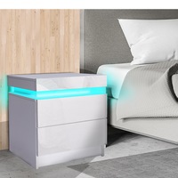 Levede Bedside Tables RGB LED Side Table 2 Drawers High Gloss Nightstand Cabinet