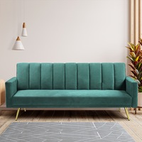 Levede Sofa Bed Convertible Velvet Lounge Recliner Couch Sleeper 3 Seater Green