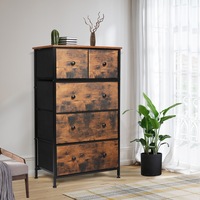 Levede Storage Cabinet Tower Chest of Drawers Dresser Tallboy 5 Drawers Retro