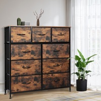 Levede Storage Cabinet Tower Chest of Drawers Dresser Tallboy 9 Drawers Brown