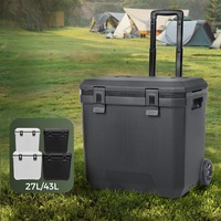 Mountview Cooler Ice Box 27L/43L Portable Chest Trolly For Camping BBQ Picnic
