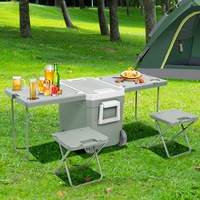 Mountview Cooler Ice Box With Table Chair 32L Portable Wheeled Camping Outdoor