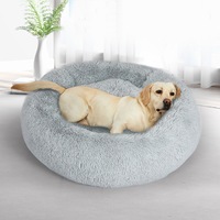 Pawz Pet Dog Calming Bed Warm Soft Plush Round Comfy Sleeping Washable Grey