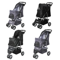 Pawz Pet Stroller Dog Cat Cage Carrier Travel Pushchair Foldable Pram 3/4 Wheels
