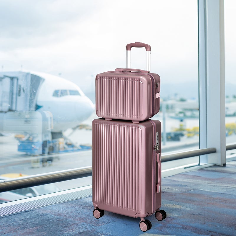Slimbridge Luggage Suitcase Trolley Set Travel Lightweight 2pc 14″+20″ Rose Gold