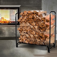 Firewood Storage Rack Fireplace Tool Wood Holder 300KG Heavy Duty 123X33X126CM