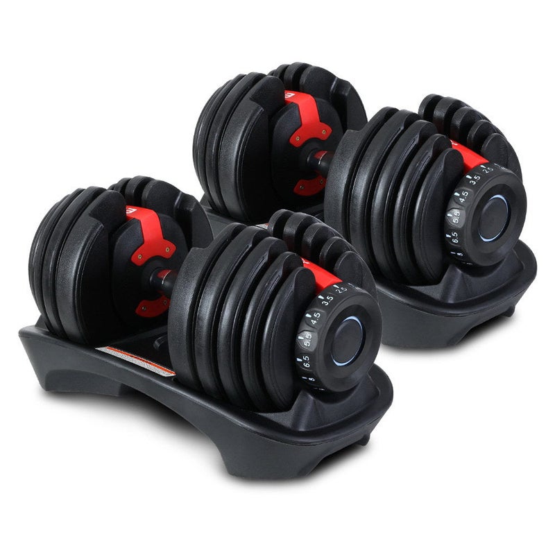 2x 24kg Adjustable Dumbbell Dumbbells Set Weight Plates Home Gym Fitness Exercise Equipment Australia