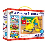 4 Puzzles in a Box by Galt - Vehicles
