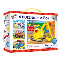4 Puzzles in a Box by Galt - Vehicles