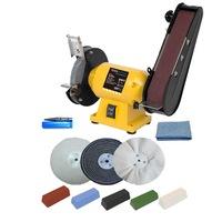 150mm Bench Grinder Linisher Sander with 11 Belts and 6" Metal Polishing Kit