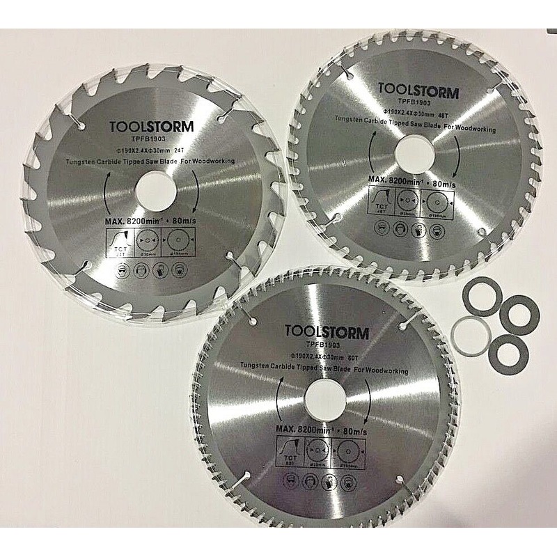 3PC MITRE SAW CIRCULAR SAW BLADE 190MM 24T 48T 80T ARBOR 30/25.4/20/16/15.88mm  Australia