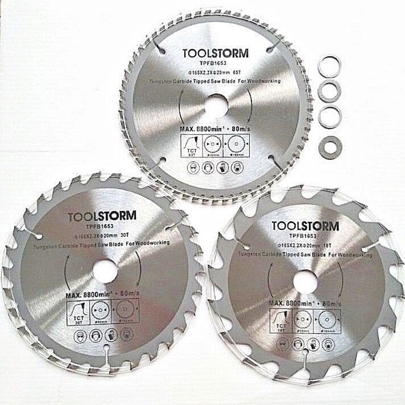 3PC TCT CIRCULAR SAW BLADES 165MM 18T 30T 60T ARBOR 20/16/15.88/12.75/10mm  Australia